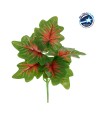 GloboStar® CALADIUM S-78271 Τεχνητό Φυτό Καλάδιο - Μπουκέτο Διακοσμητικών Φυτών - Κλαδιών με Φύλλωμα Πράσινο - Κόκκινο - Κίτρινο Υ28cm